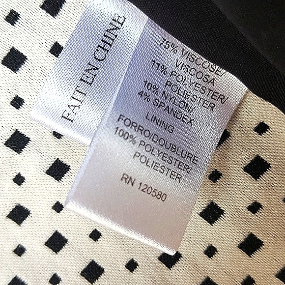 10 AMANDA & CHELSEA Tiny Polka Dot Black White Stretchy Career Blazer Jacket - Picture 10 of 10